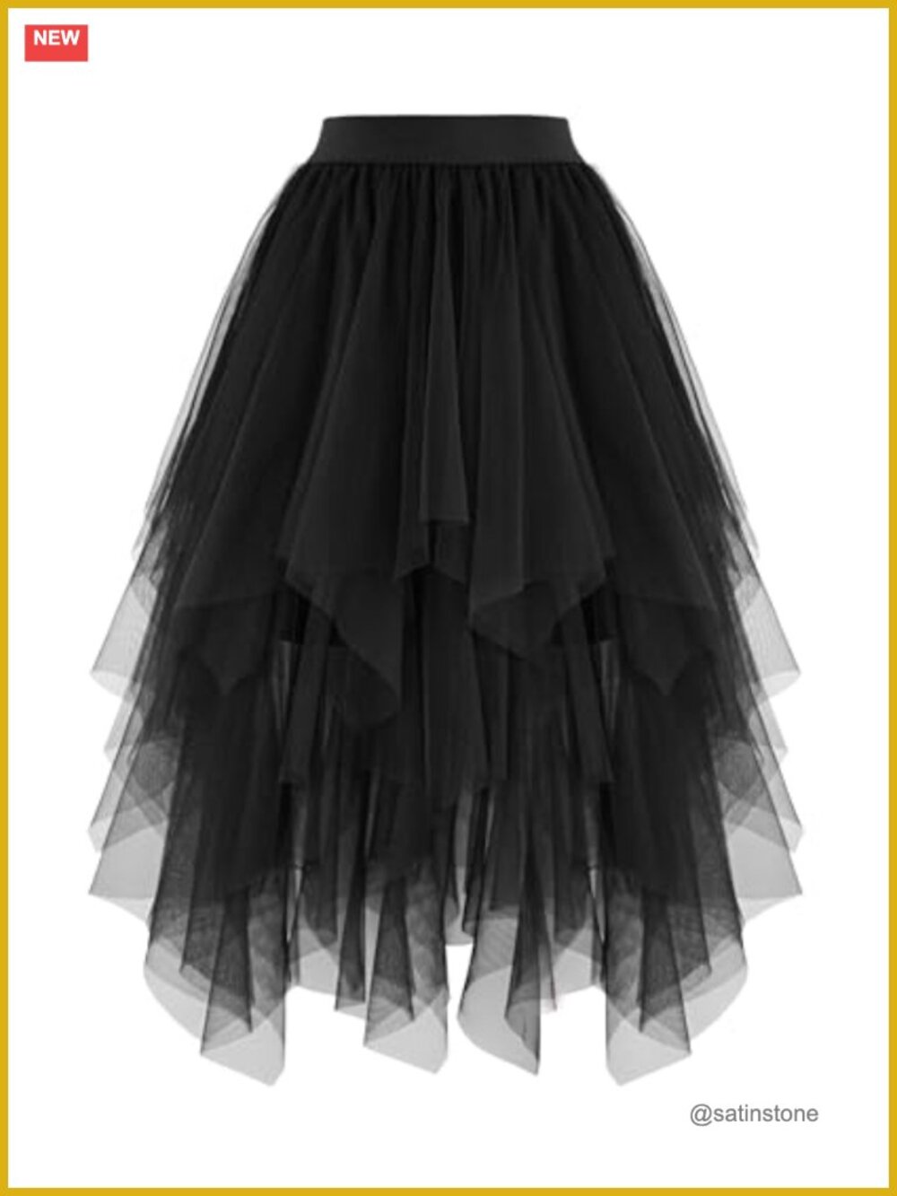 High Low Layered Puffy Fairy Tulle Skirt High Waist A-Line Midi